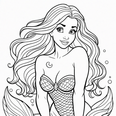 Coloriages de la petite sirène Ariel