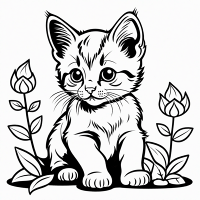 coloriages avec un chaton