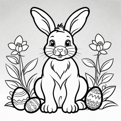 coloriage de lapin de Pâques