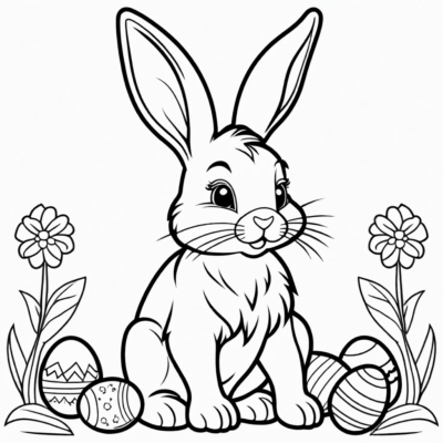 coloriages de lapin de Pâques