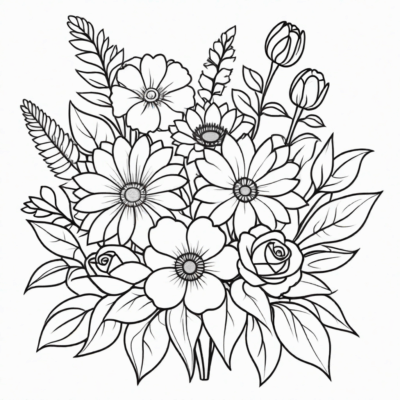 fleurs bouquet de fleurs coloriage