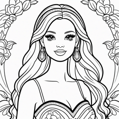 coloriage poupée Barbie