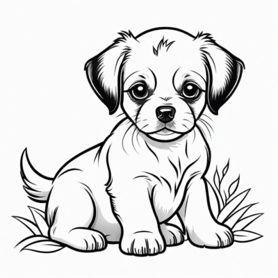 petit chien chiots coloriage
