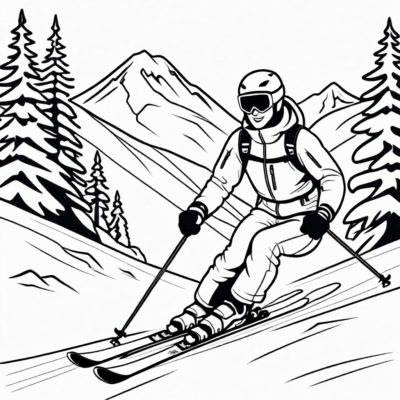 coloriage ski