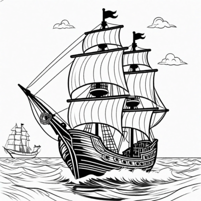 coloriage de bateau pirate