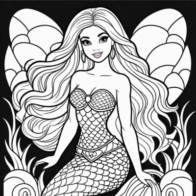 coloriages « sirènes Barbie »