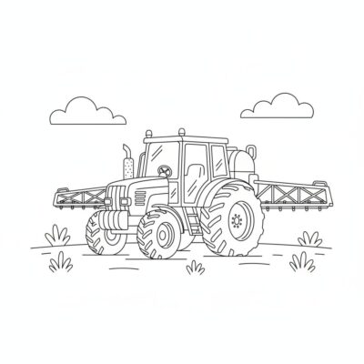 tracteur avec pulvérisateur coloriage