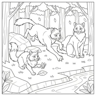 coloriages guerriers chats