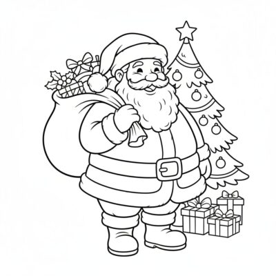 coloriage de Noël Père Noël