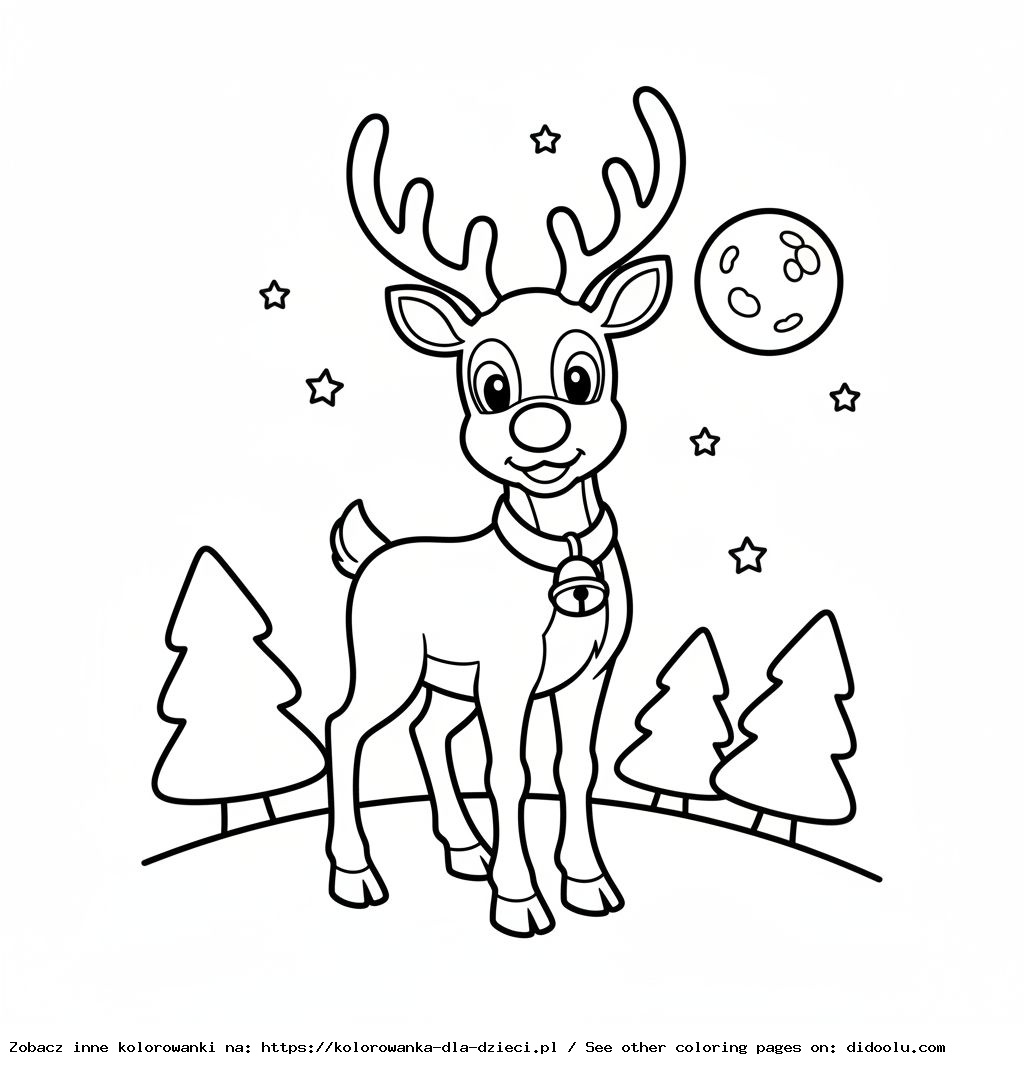 coloriage du renne Rudolf