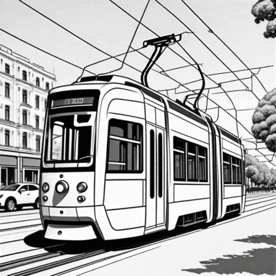 coloriage de tramway