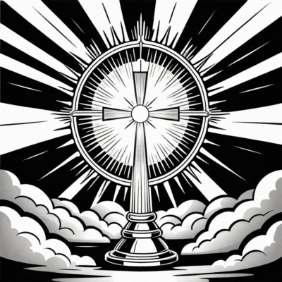 Fête-Dieu – monstrance dans les rayons de lumière