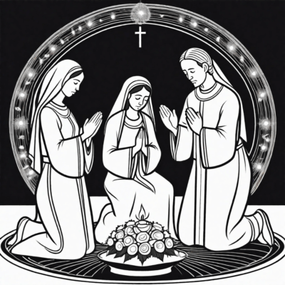 Fête-Dieu – la famille prie pendant la célébration