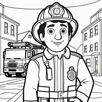 coloriage à imprimer Sam le Pompier
