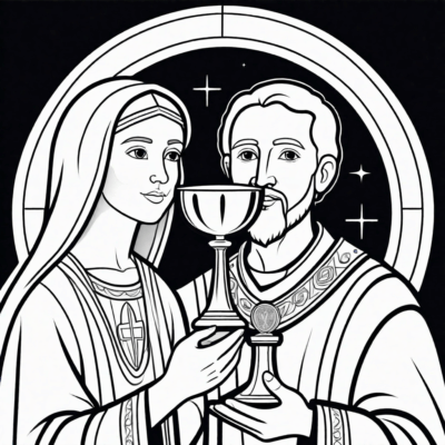 Coloriez les hosties et le calice eucharistique