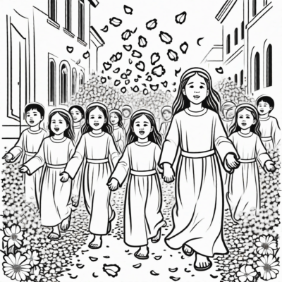 Colorier: coloriage de la Fête-Dieu pour enfants