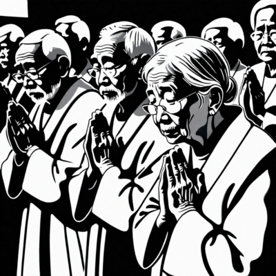 Des personnes âgées en prière lors d’une procession