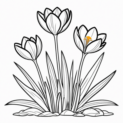 modèle de crocus coloriage