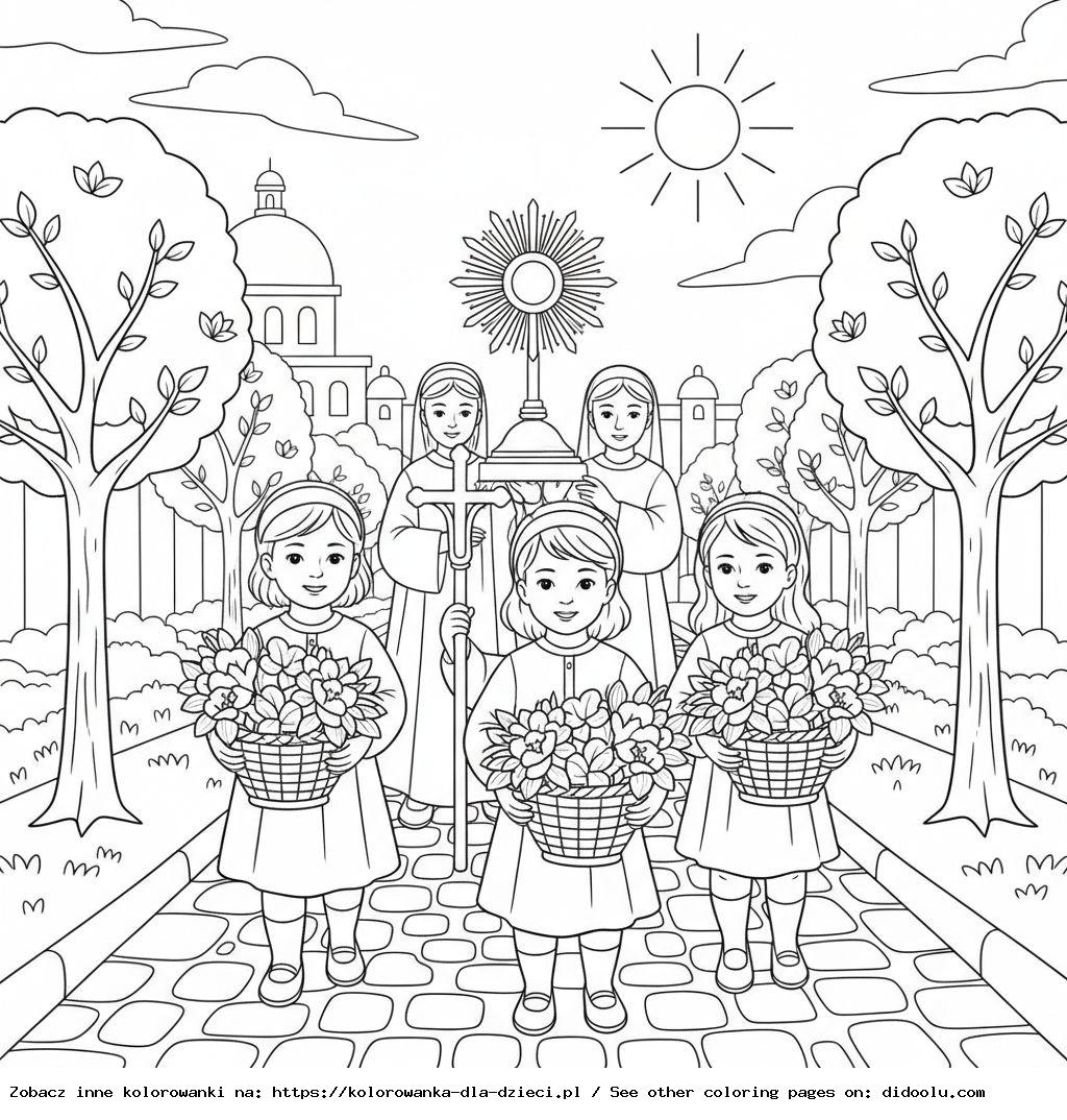 Fête-Dieu – les enfants portent des paniers de fleurs