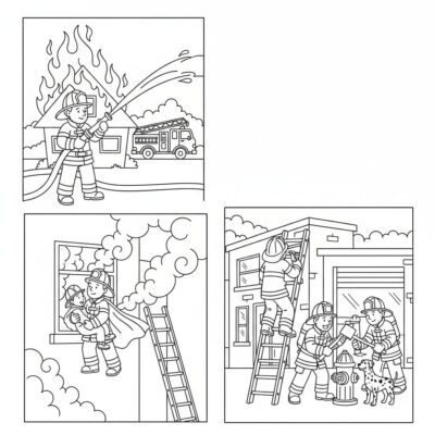 coloriages pompiers en action