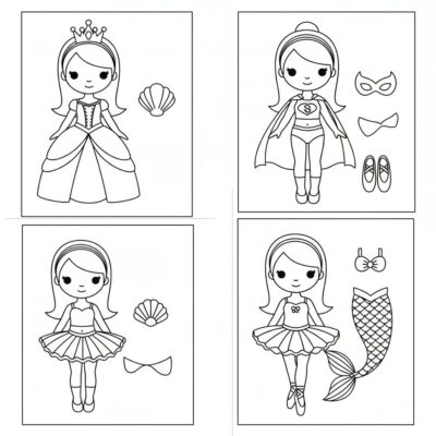 coloriage de poupées à habiller à imprimer