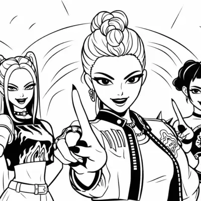 KPop Demon Hunters – Coloriage à imprimer pour filles